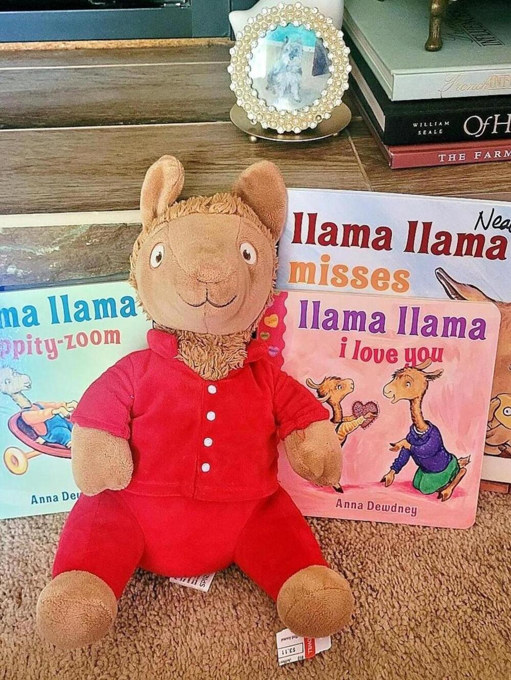 Llama Llama Red Pajamas plush toy and 3 Llama Llama books